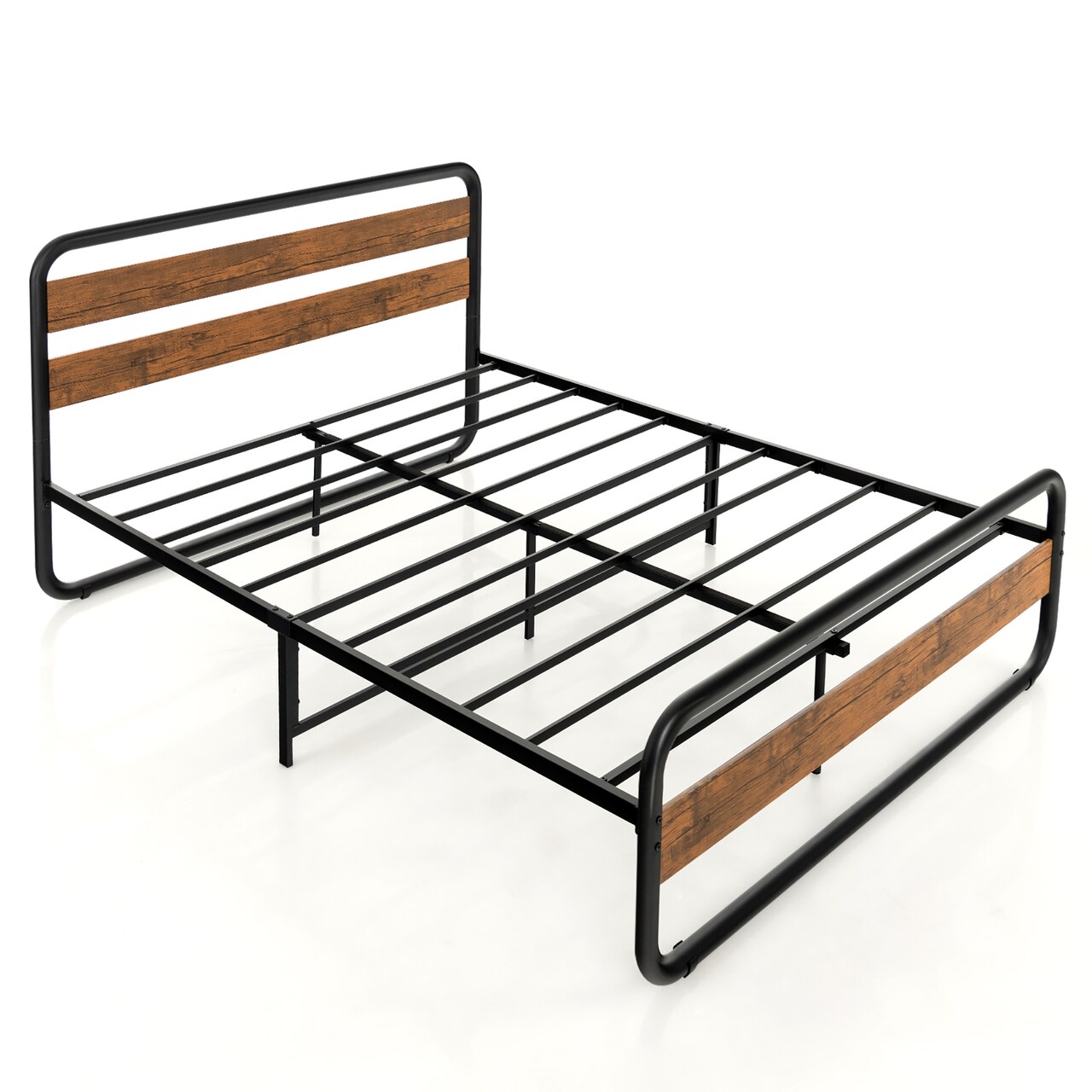 Costway Metal Bed Frame Arc Platform Headboard Footboard Mattress Foundation Black